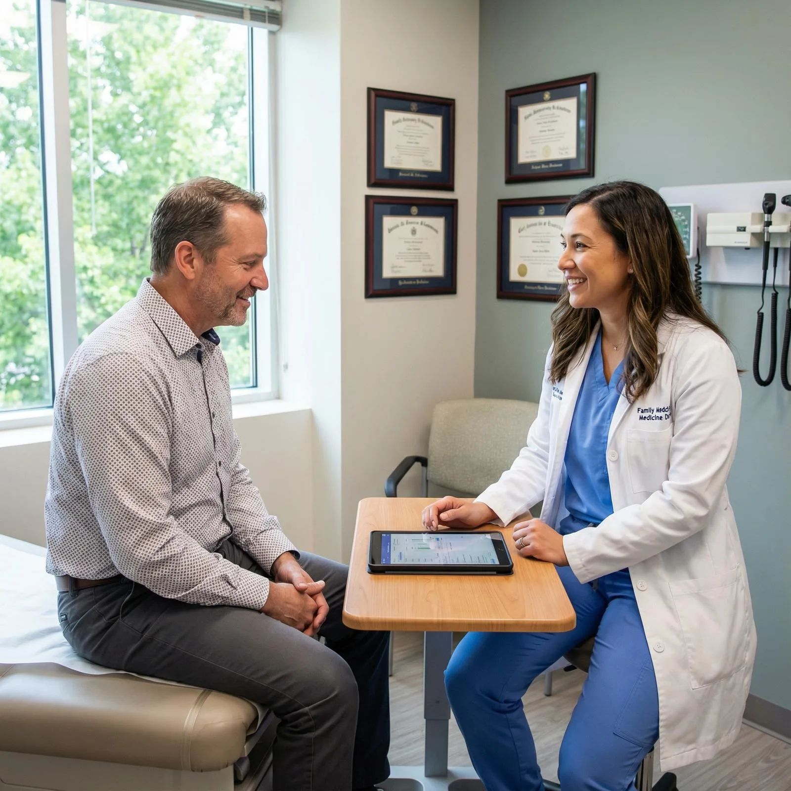 Healthcare professional reviewing medical information