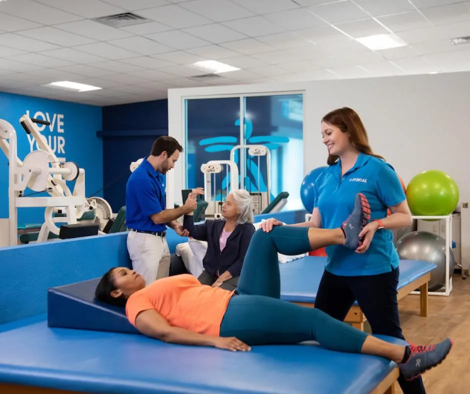 Clinical rehabilitation session focused on mobility and strength